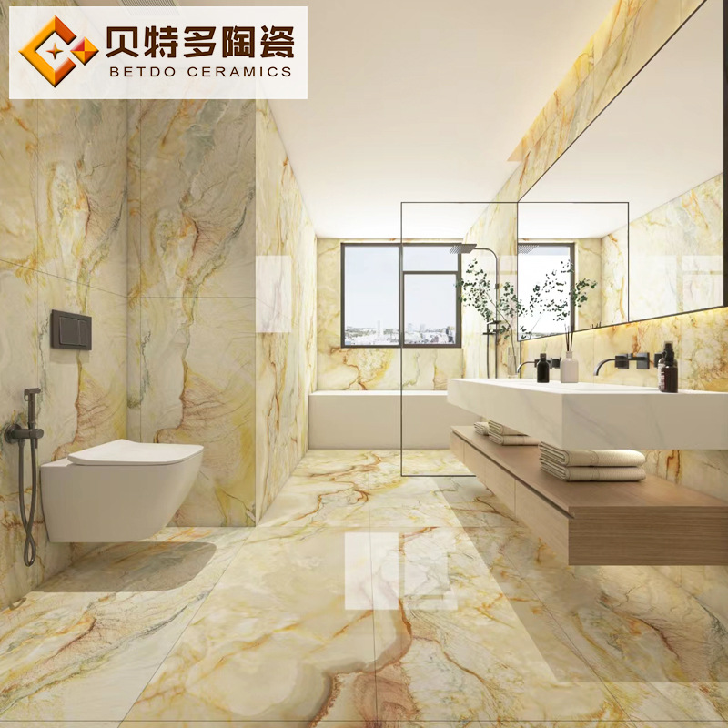 Bathroom tiles: 600x1200, French living room floor tiles, dark yellow, anti-slip floor tiles for the toilet and balcony