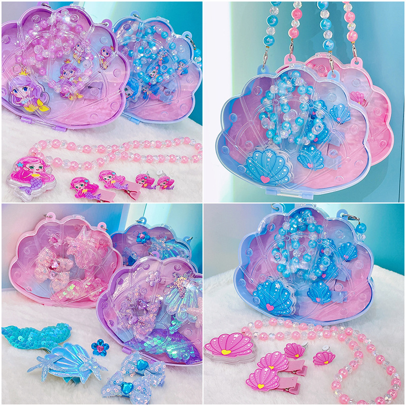 Children's Jewelry Gift Box Handbag Set Children's Birthday Gift Cute Girl Creative Necklace Clip