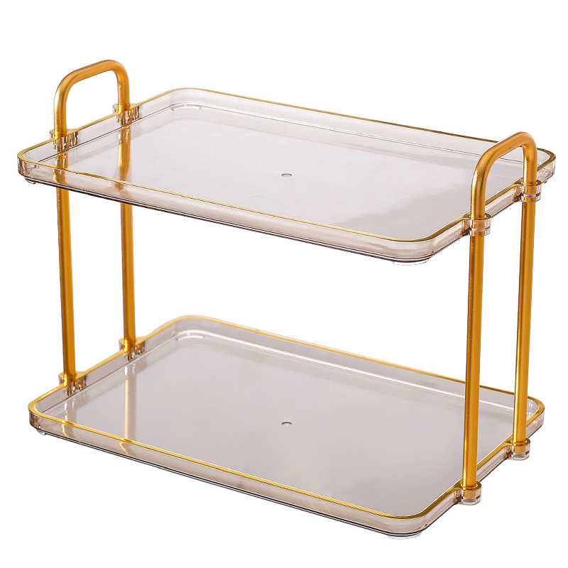 Beauty Salon Desktop Double Tray Acrylic Shelf Kitchen Table Living Room Table Tea Table Cup Snack Storage Item Picture