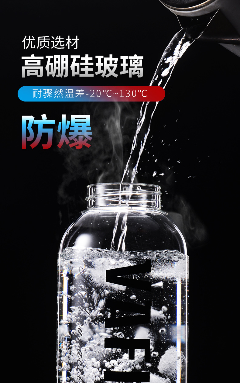 大容量玻璃杯批发2000ML茶水分离泡茶杯户外大号杯子男随手杯水瓶详情7