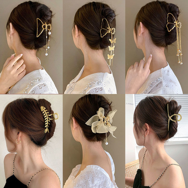 Tassel Hair Grab Clip Women's Summer Large Shark Clip Headdress High-End Temperament Hairpin Fairy Back Hair Clip Application Scenario