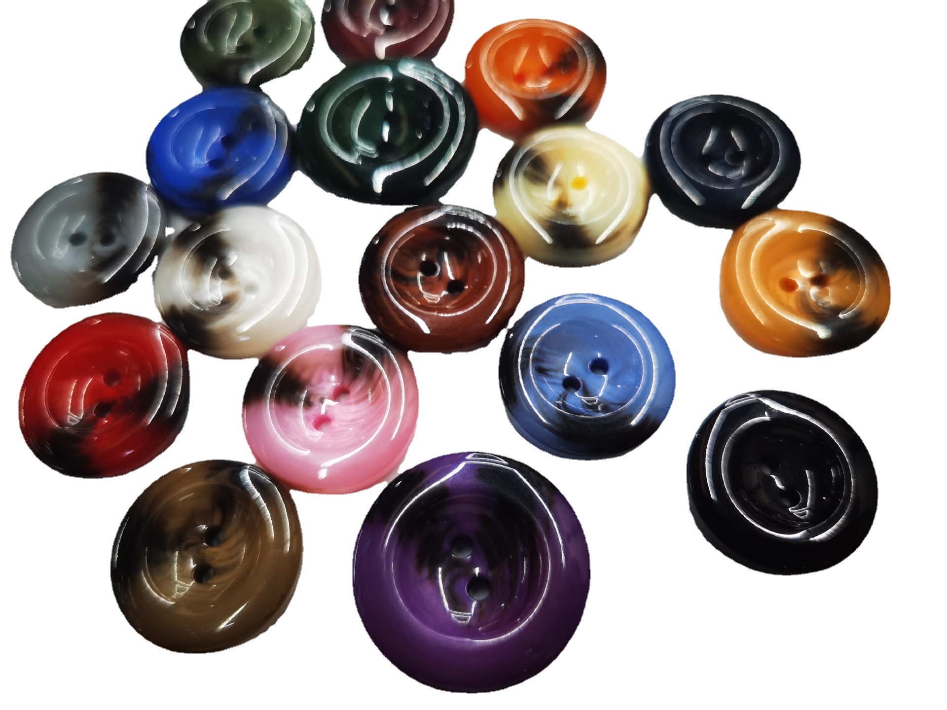 Lotte factory direct supply four-eye resin button rods, patterned buttons, men's and women's windbreaker and overcoat buttons in stock Item Picture