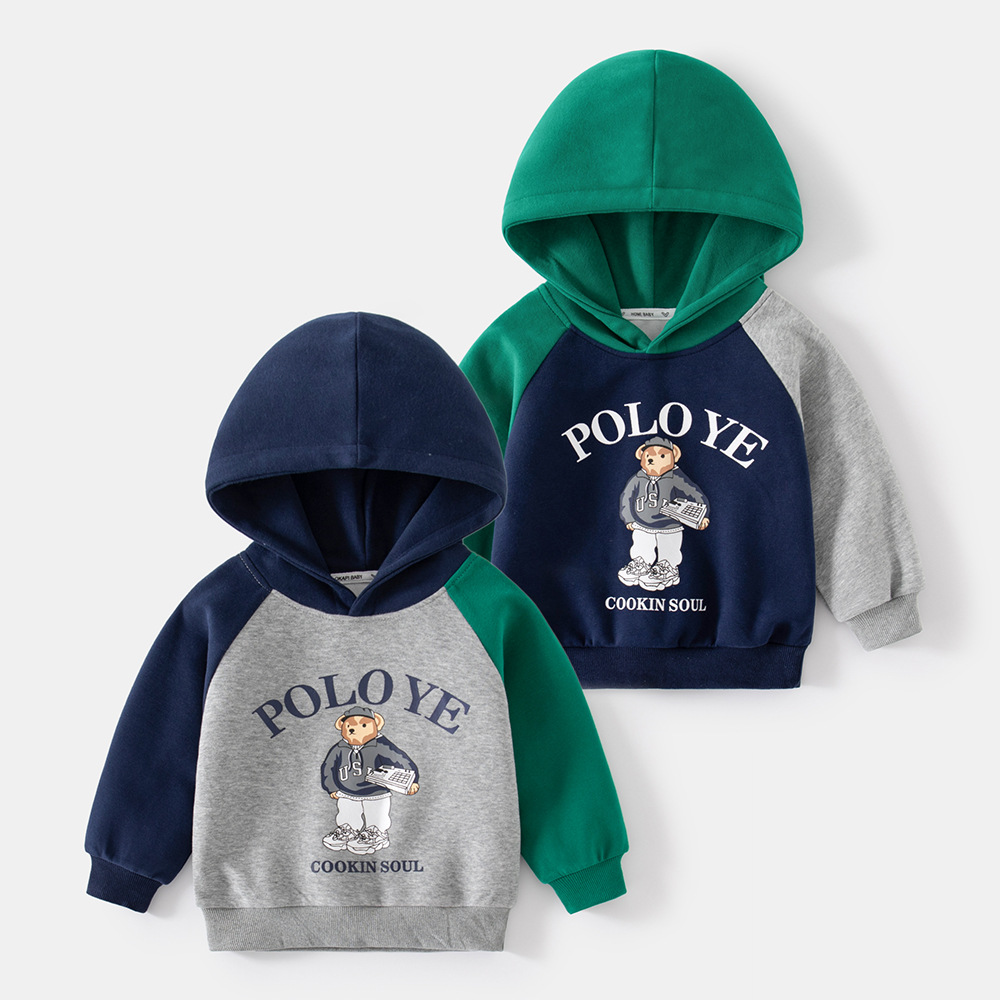 Boys' Spring Sweatshirt 2023 New style Children's stylish spring wear Large and medium-sized children's cartoon hooded sweatshirt top wholesale