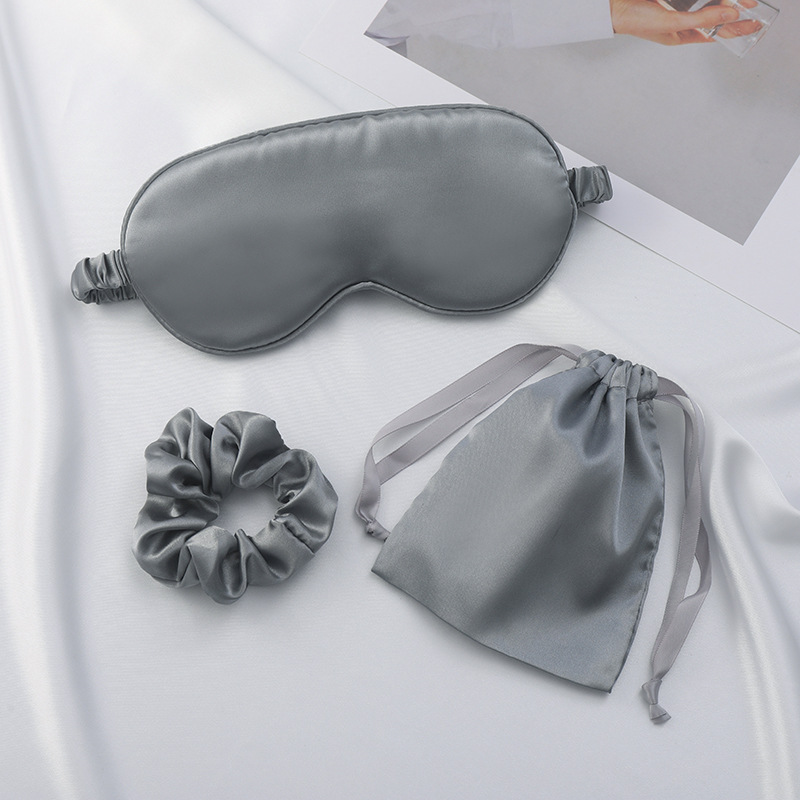 Silk Eye Mask Three Piece Hair Band Headband Pocket Wedding Companion Gift Outdoor Portable Storage Shade Sleep details Picture