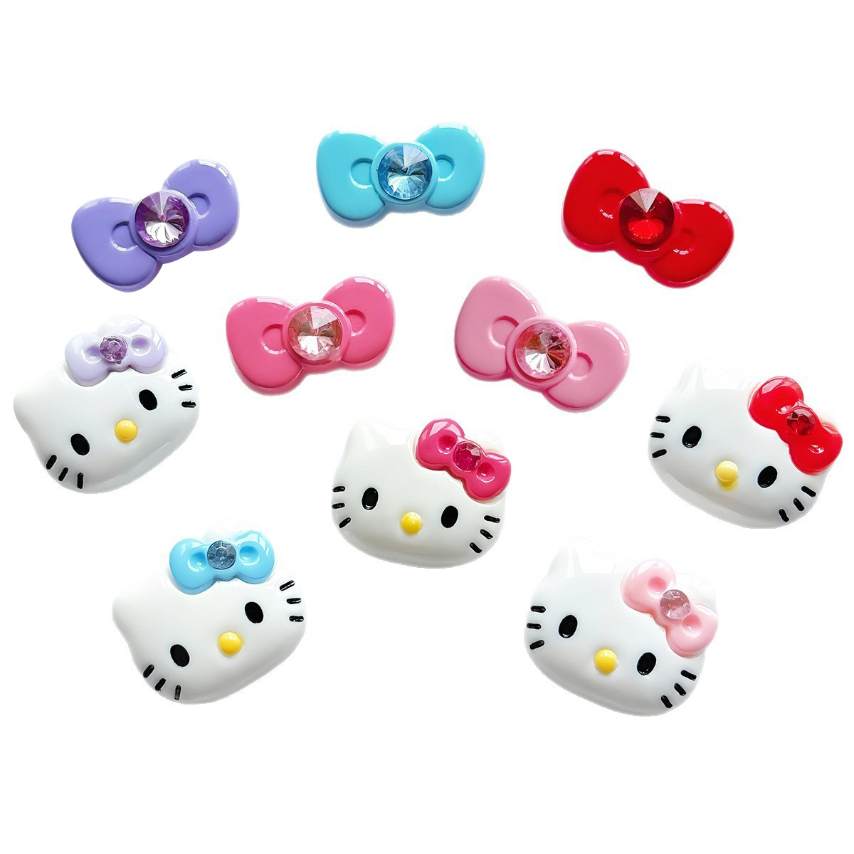 Cartoon resin kt cat head small accessories, bow ornaments, patches, phone cases, cream glue, crocs and other accessory materials Specification image