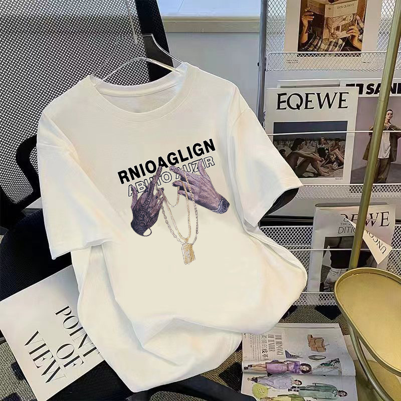 The new summer pure cotton short-sleeved T-shirt for men, a Korean style loose and plus-size fashion half-sleeved shirt in Instagram Specification image