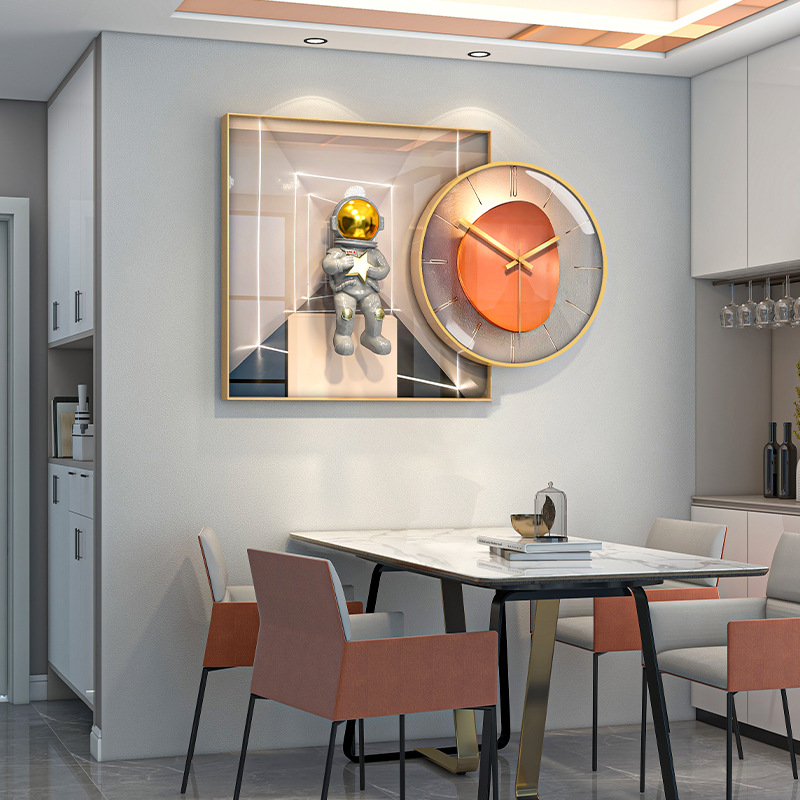 Net Red Clock Living Room New Aluminum Alloy Wall Clock Light Luxury Modern Decoration Clock Wall Relief Simple Hanging Watch Painting details Picture