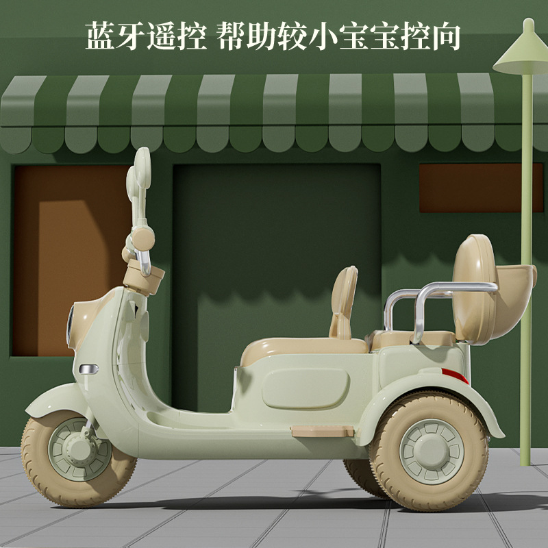 Factory direct supply of children's electric motorcycles, tricycles, boys and girls, double children, suitable for sitting and charging, toy cars details Picture