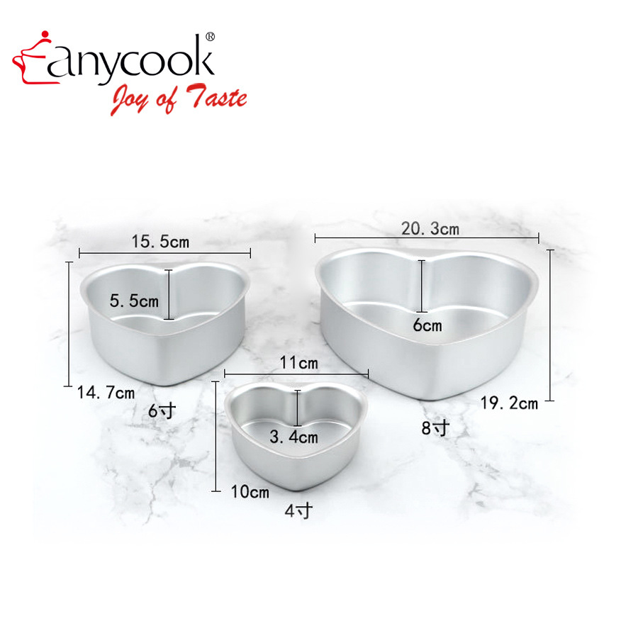 Anycook Anycook Heart-Shaped Aluminum Non-Stick Cake Pan Silicone Mold Baking Tool Set Cake Base For Toast Boxes details Picture