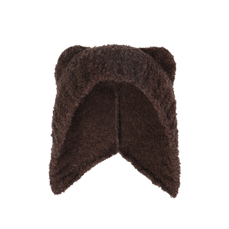 Soft Cute Bear Woolen Hat Children Autumn And Winter Big Head Around The Foreign Air Warm Ear Protective Hat Fashion All The Top Hat Item Picture