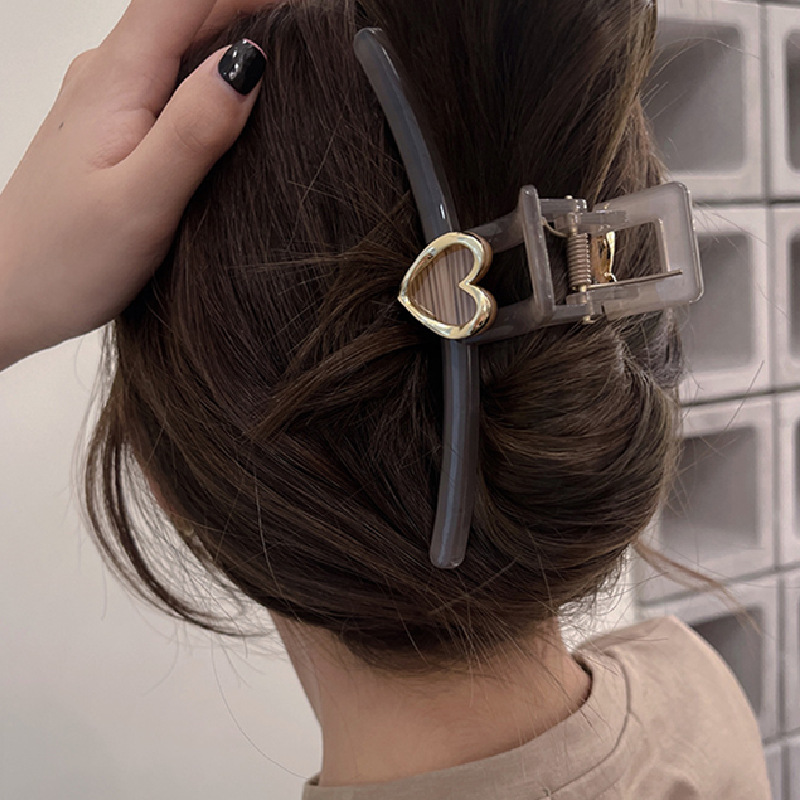 Temperament Advanced Sense 2023 Love Acrylic Hair Clip New Simple Everything Shark Clip French Clip Headwear Specification drawing