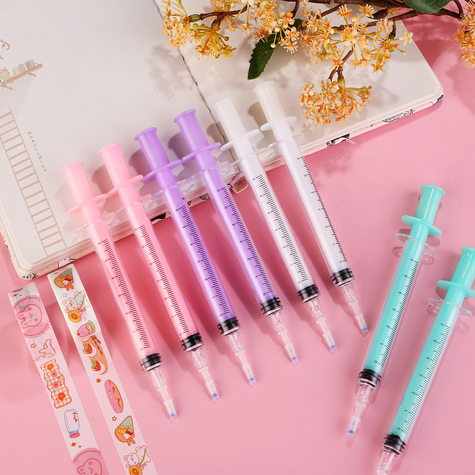 创意针筒中性笔签字笔针筒造型水笔解压注射器学生文具0.5mm黑笔