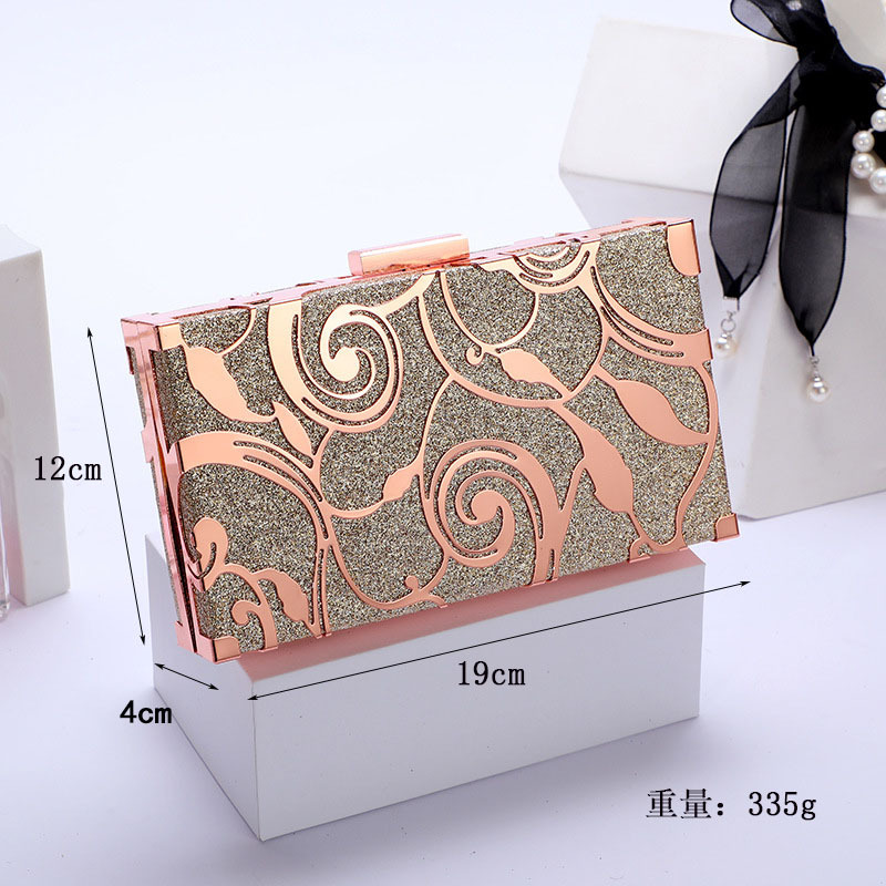 Cross-Border Source Alloy Continuously Empty Dinner Bag Party Glitter Hand Bag Single Shoulder Banquet Bag Evening Bag Manufacturers Wholesale details Picture