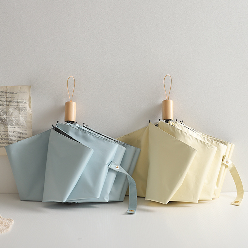 现货三折素色遮阳伞8骨防晒防紫外线太阳伞女广告礼品折叠晴雨伞