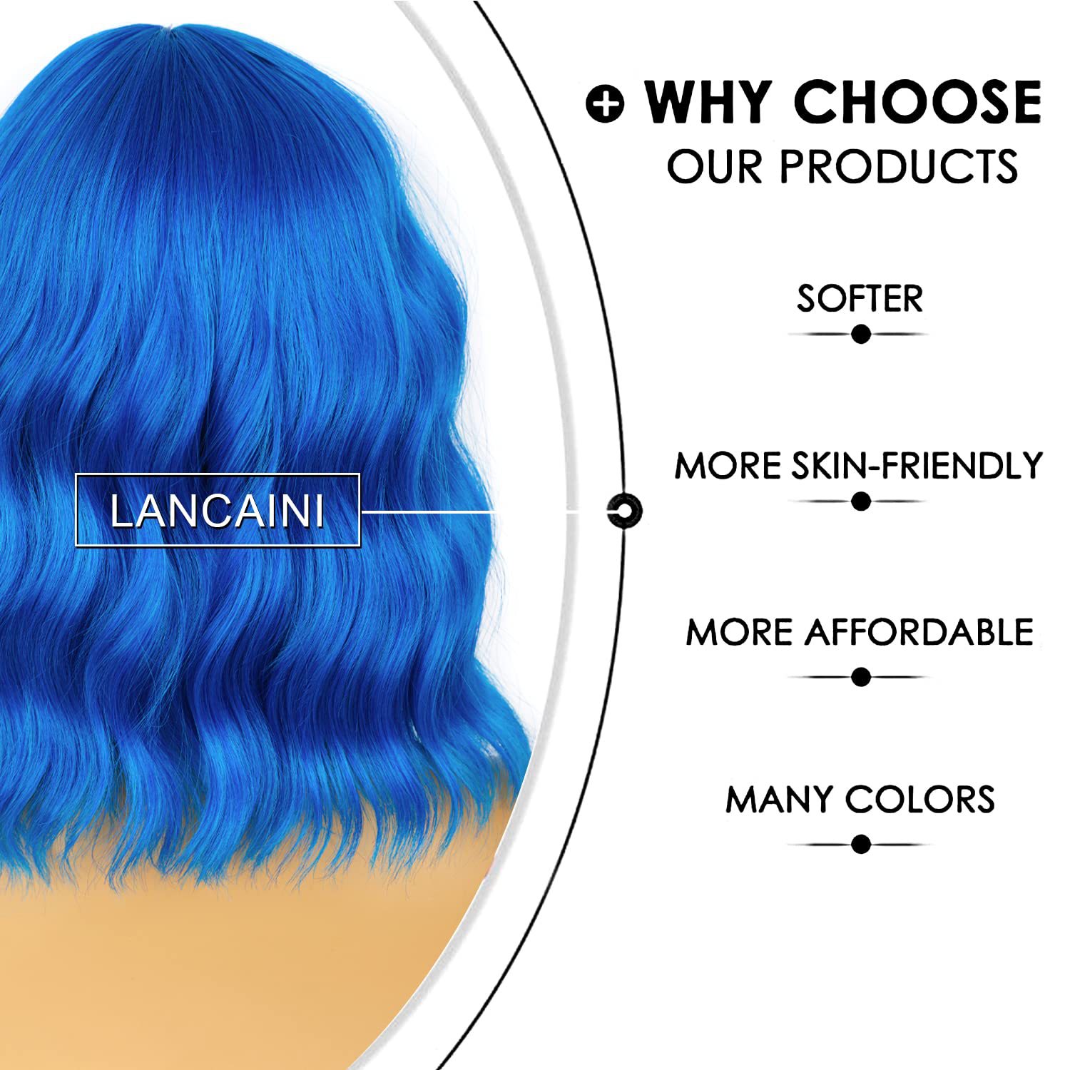 Short Bob, wavy bangs, loose and curly, shoulder-length synthetic role-playing girl wig Bob details Picture
