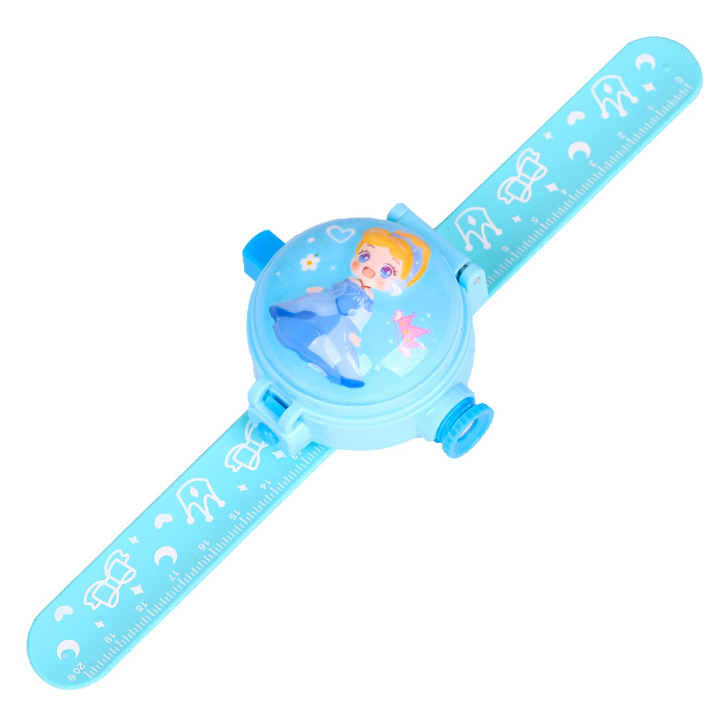 Children's flashing projection watch, cartoon little princess Pop ring, glowing flip pop watch, gift for kindergarten babies Item Picture