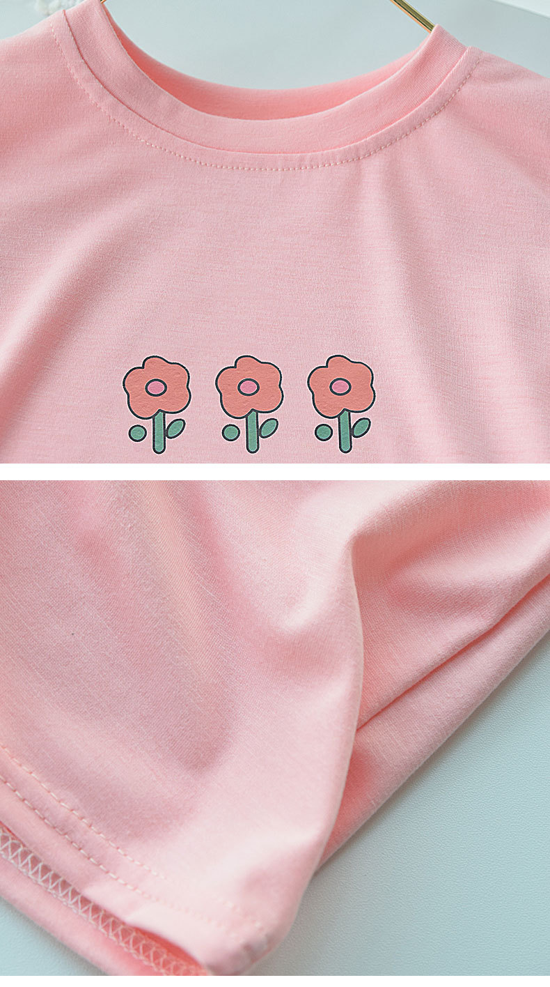Girls' short-sleeved T-shirt summer cartoon print 2024 new style children's loose, thin and versatile round-neck children's clothing top pic 13