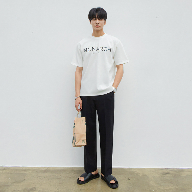 MYQ men's summer lettered round-neck short-sleeved T-shirt for men, loose Korean style, trendy and versatile half-sleeved T-shirt Application Scenario