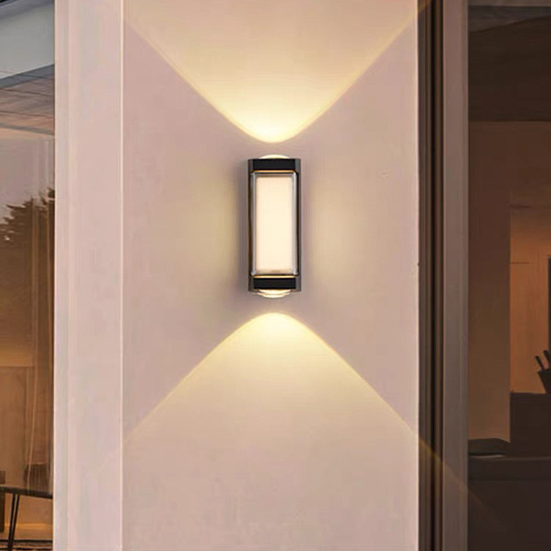 Outdoor wall lamp, waterproof double-layer PC double-head spotlight, modern and simple living room bedside outdoor upper and lower luminous wall lamp Application Scenario