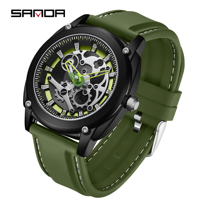 Sanda Cross-Border Shrimp New Electronic Quartz Watch Fashion Trend Silicone Cool Man Watch Waterproof Shockproof Watch details Picture