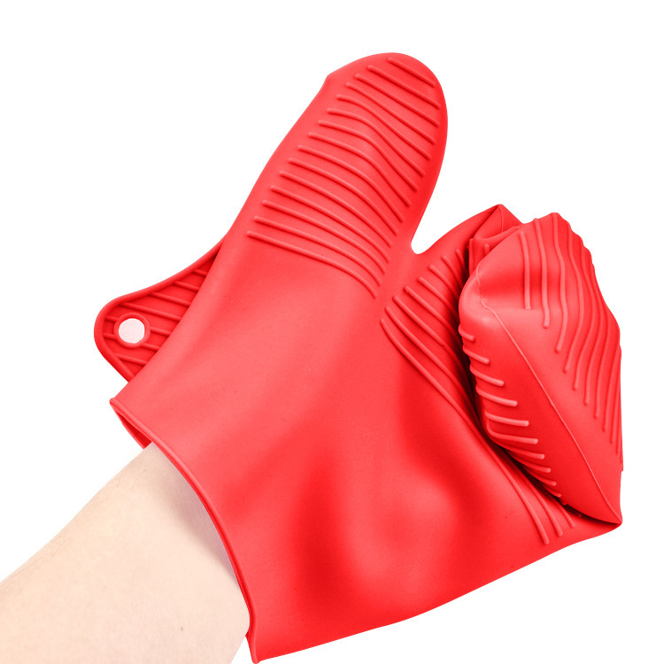 【 Chi Jia 】 Heart-shaped silicone gloves, heat-resistant, microwave oven, baking, five-fingered gloves, bbq, heat-resistant and heat-resistant Item Picture