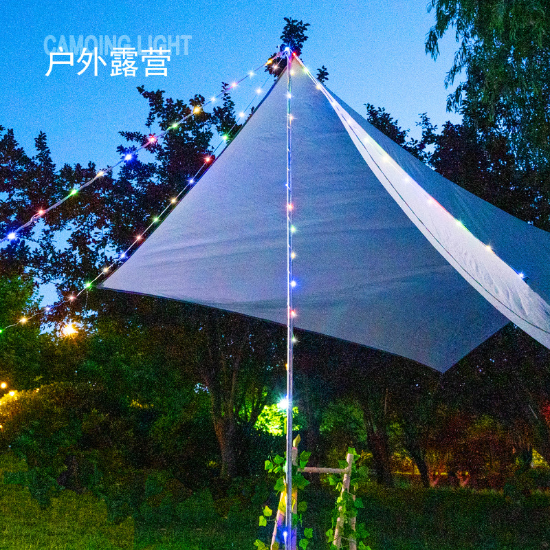 Tent camping outdoor waterproof leather line light, LED string tape measure storage light, Type-C charging ambient light, decorative color light details Picture