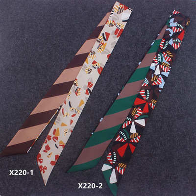 120*5cm silk scarf, small long scarf for women, spring and autumn simulated silk, silk bandage, hair band, ribbon tie, decorative small neckerchief details Picture