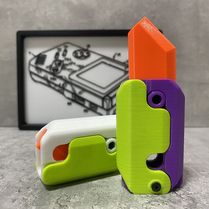 3D重力小刀抖音同款萝卜刀解压推牌小玩具3D打印重力小刀小萝卜刀