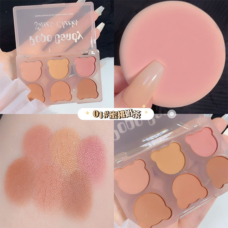 Popo Candy's New Six-Color Eyeshadow Blush Highlights Cross-Border Pearl Matte Summer Instagram Influencers Sweet Specification drawing