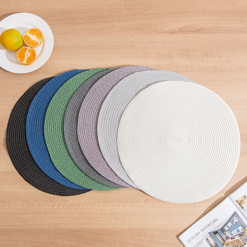 Nordic-Style Circular Woven Heat Insulation Pad, Home Decoration Mat, Cup Mat, Hotel Table, Western Plate Mat, Western Cup Mat
