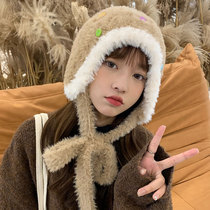 Plush ear protection knitted hat ladies winter winter winter winter winter winter winter winter snow Lei Feng hat students cute wool