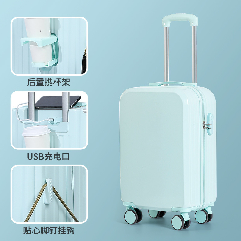 This 20-inch 240,000 swivel wheel suitcase is a popular choice for luggage cup holders. It is a durable and sturdy suitcase with a handle Application Scenario