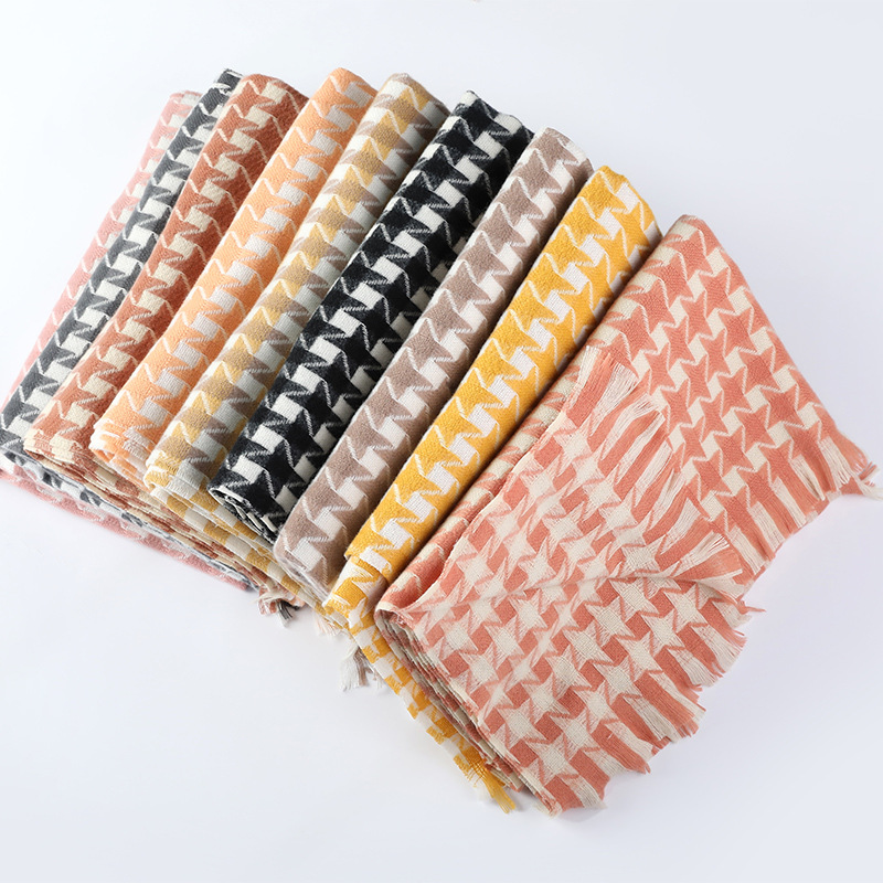 Liu 'an Scarf 2021 Autumn/Winter New Style Scarf with a thousand bird pattern for women, thickened faux cashmere shawl, jacquard dual-purpose, merchant in stock wholesale, factory direct sales Application Scenario