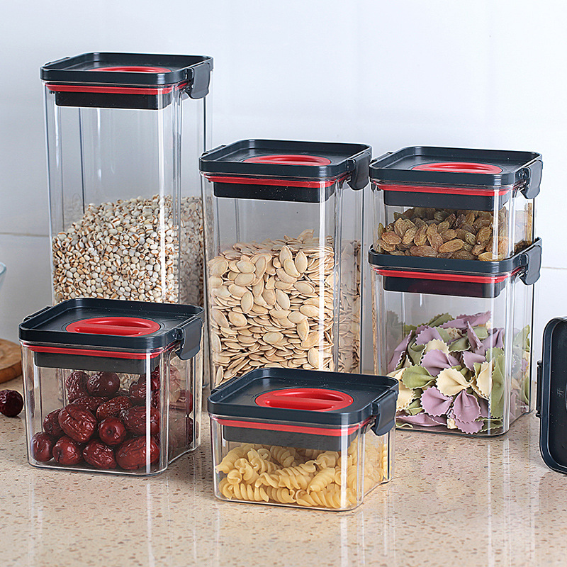 Rotary Sealed Tank Kitchen Household Storage Tank Plastic Transparent Can Be Superimposed Watertight Grain Storage Box Specification drawing