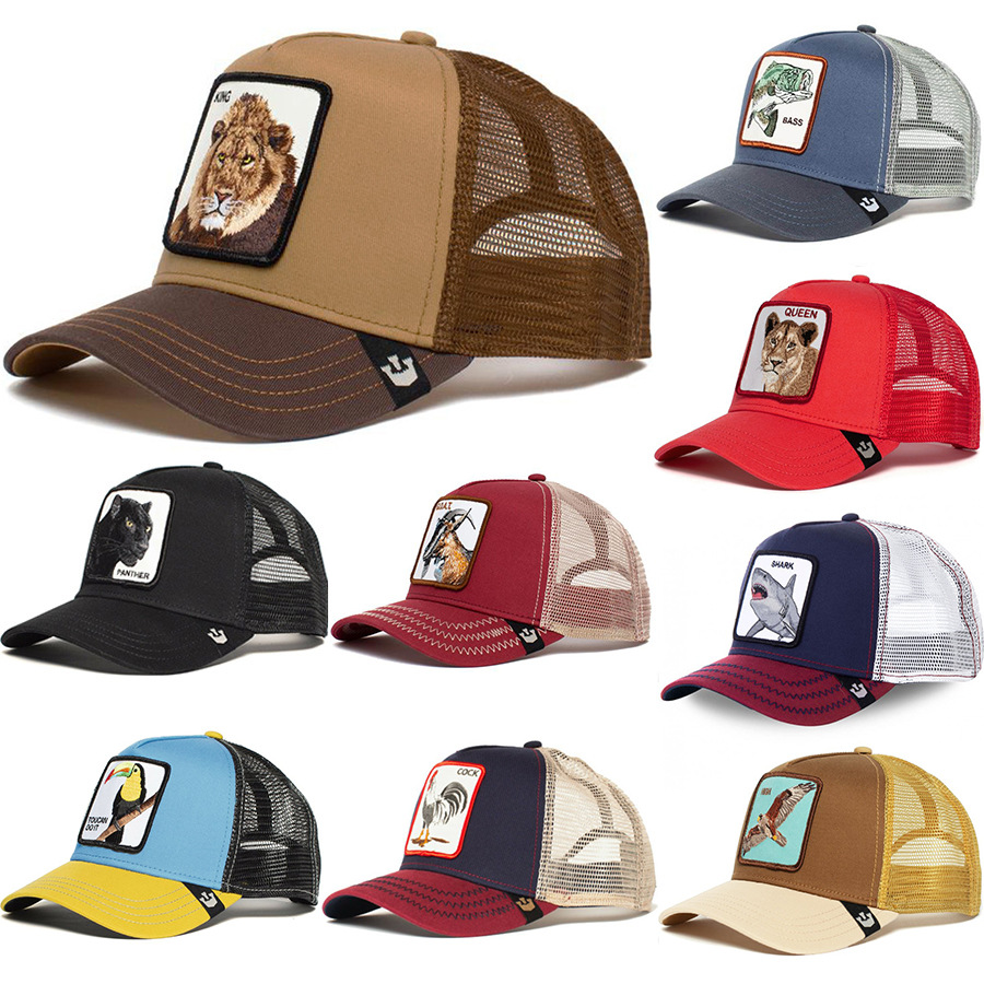 [Foreign Trade Explosion] Animal Baseball Cap Cartoon Sunscreen Mesh Embroidery Trucker Panther Rooster Wolf Hat