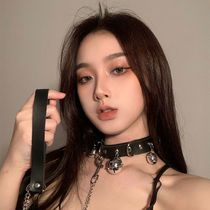 Women's collar bell neck with chain neck Male collarbone chain neck neck necklace neck neck neck leather one piece