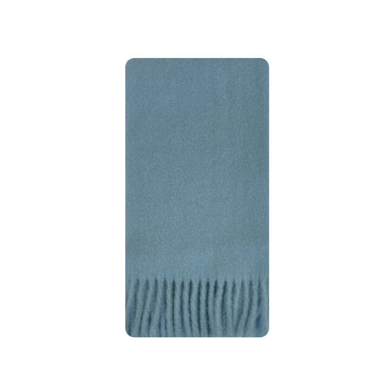 A homemade 57% wool blend, niche solid color fringed scarf for women in winter, paired with a soft Korean-style atmosphere scarf Item Picture