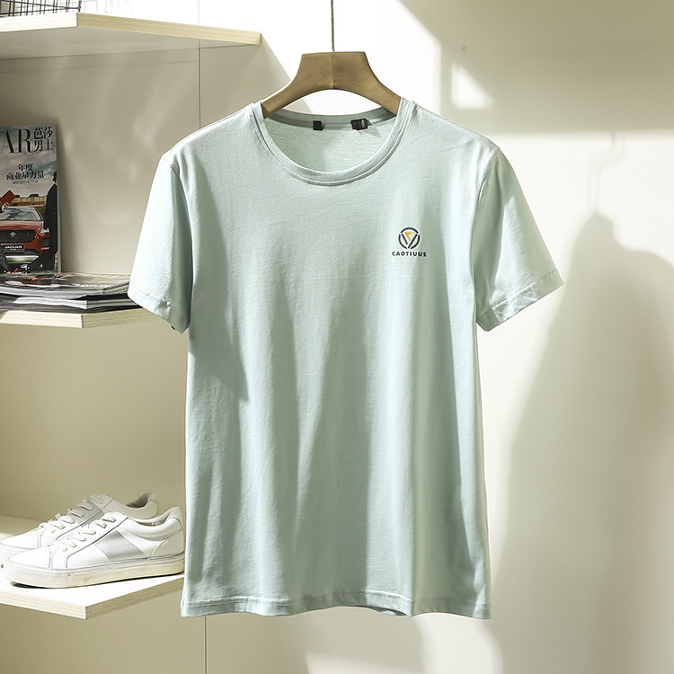 Refreshing summer! Energetic and versatile! Brick cabinet cutting and mounting summer men's round-neck casual short-sleeved T-shirts