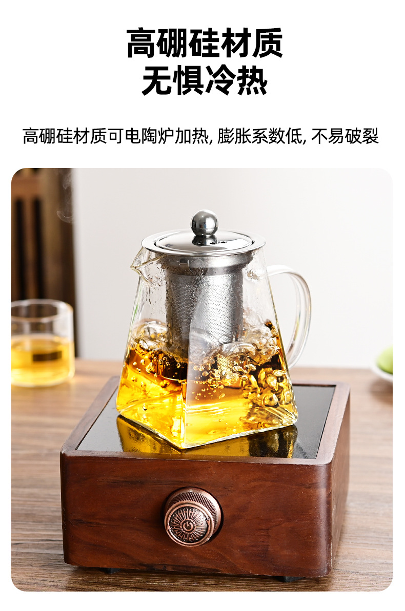 方形玻璃茶壶不锈钢过滤网公道杯围炉煮茶电陶炉茶具套装禅意详情7