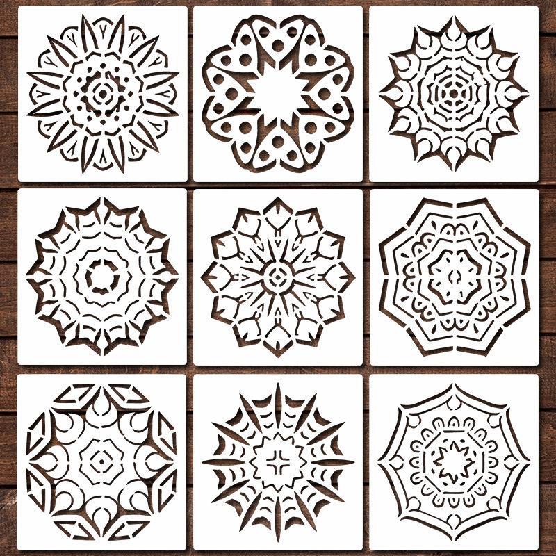 跨境亚马逊原创9件环形曼陀罗绘画模版绘画模版绘画模版动物主题d