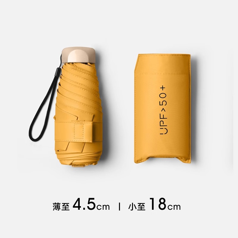 Compact and convenient umbrella for women, dual-purpose: sun protection, UV protection, and sunshade. Mini capsule, thickened with black vinyl Application Scenario