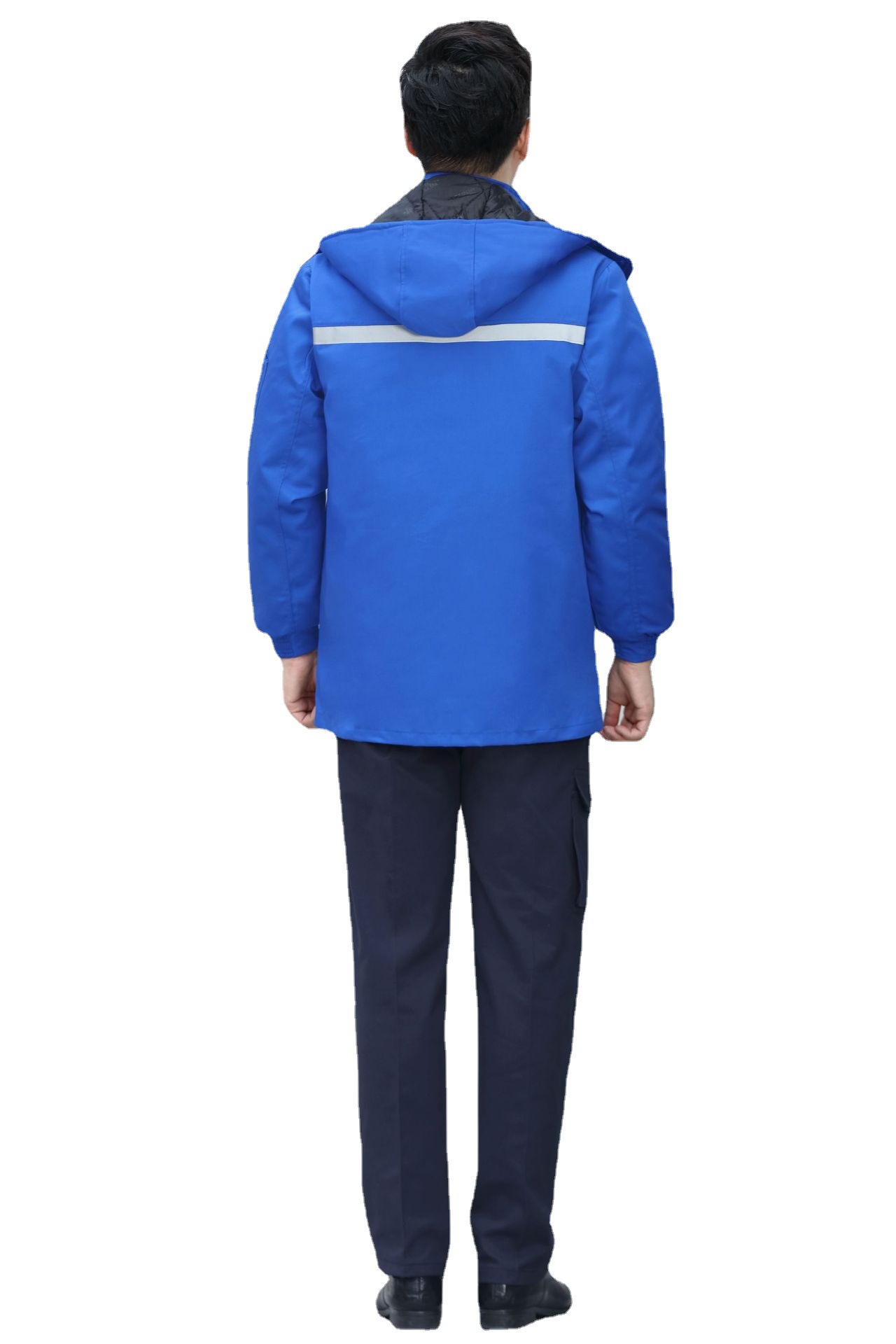 Winter navy blue labor protection cotton-padded jacket, detachable inner liner, winter outdoor cold-proof factory uniform, work clothes, cotton Item Picture