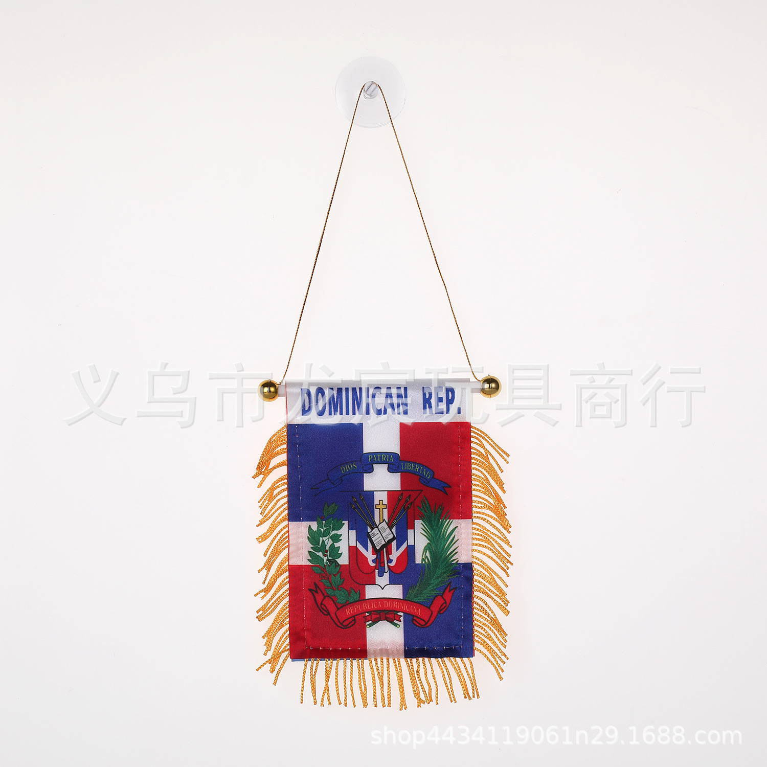 多米尼加汽车小挂旗各国国旗迷你小锦旗双面流苏吸盘流须旗批发