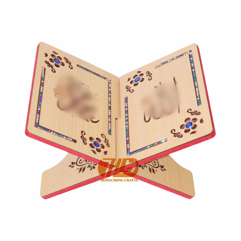 链条钻创意中东木制雕刻古兰经架摆台诵读架读书架工艺用品跨境