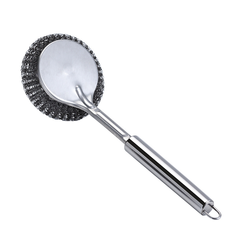 Stainless steel pot brush cleaning ball brush long-handled pot brush cleaning pot brush does not damage the pot, can replace steel wool ball pot cleaning magic tool Item Picture