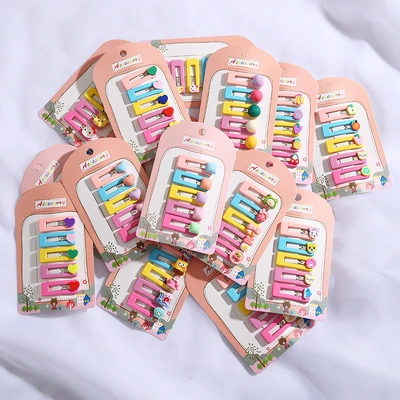 Girls Colored Dopamine Bb Clip Baby Cute Bear Love Cartoon Back Of Head Broken Hair Clip Girl Bangs Clip