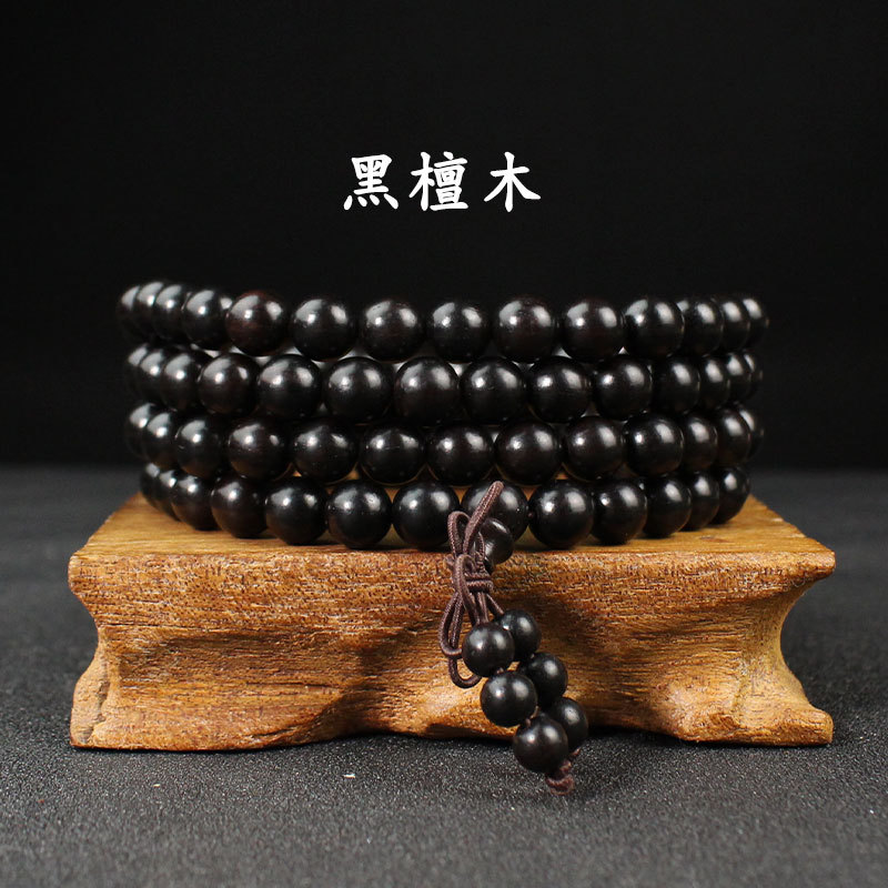 文玩手串108颗檀香佛珠各种檀木念珠男士手链绿檀木黑檀木老山檀详情7
