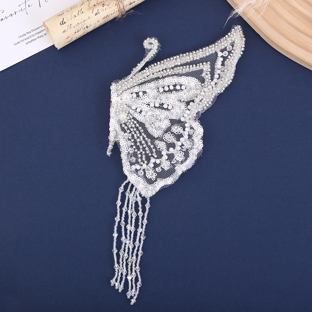 网红同款日韩唯美流苏发夹夏季后脑勺半扎弹簧夹超仙小翅膀对夹详情2