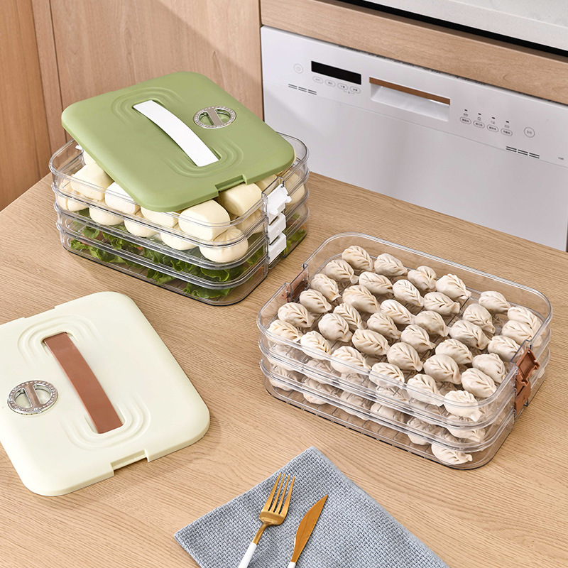 Dumpling box Multi-layer timing storage box household kitchen portable refrigerator food superposition crisper box can keep fresh and frozen 0414-6102 Specification drawing