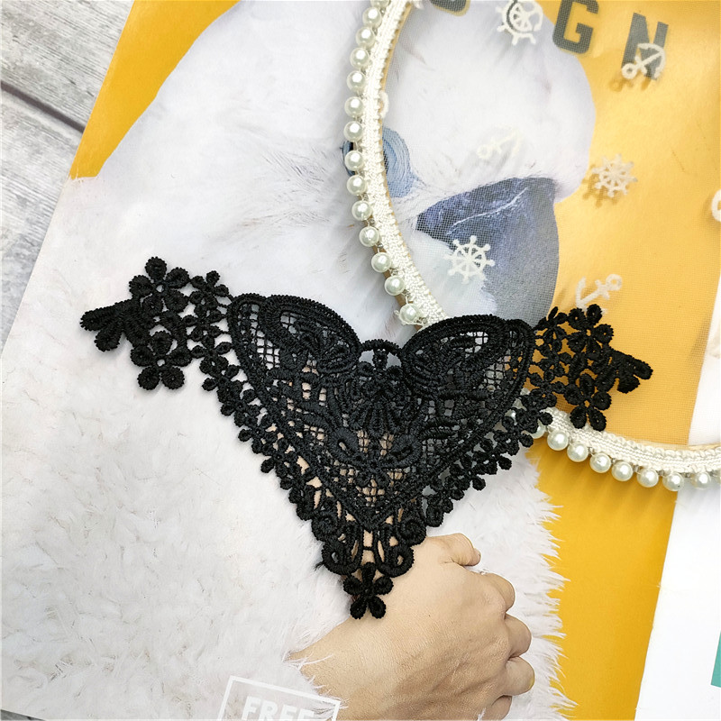 Manufacturers Direct Lace Flower A Sexy Underwear White Black Polyester Love Collar Hollow Water Soluble Clothing Accessories details Picture